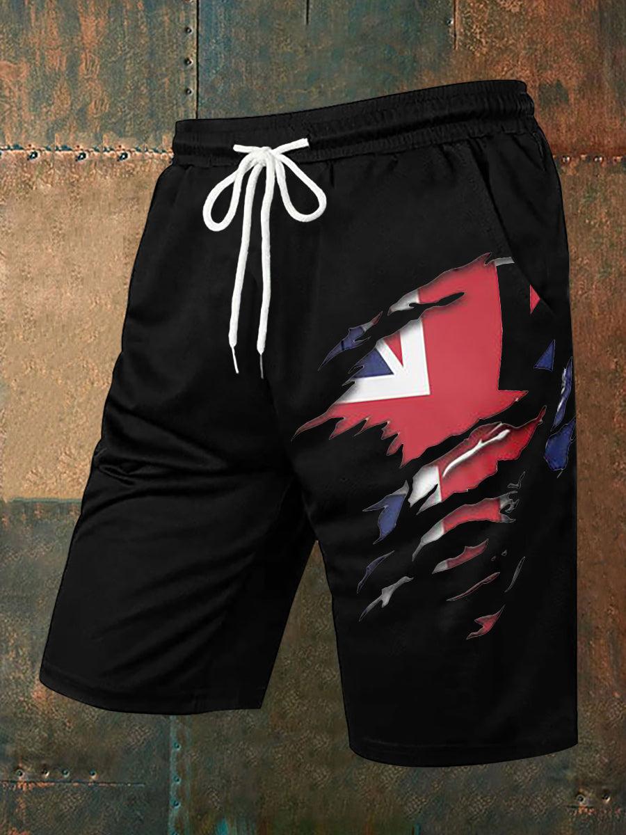 Men’s UK Flag Print Casual Shorts Black / S