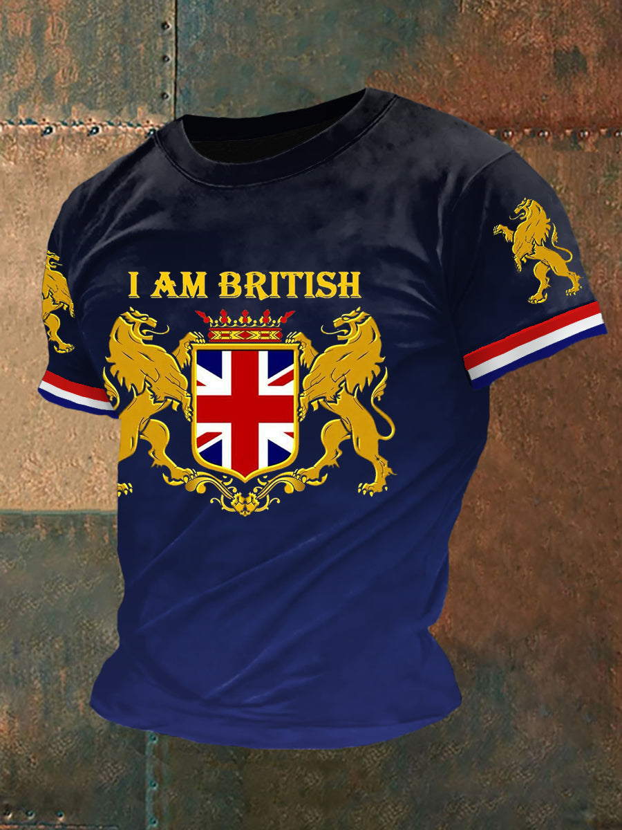 Men’s I Am British Gradient Casual Tee Blue / S