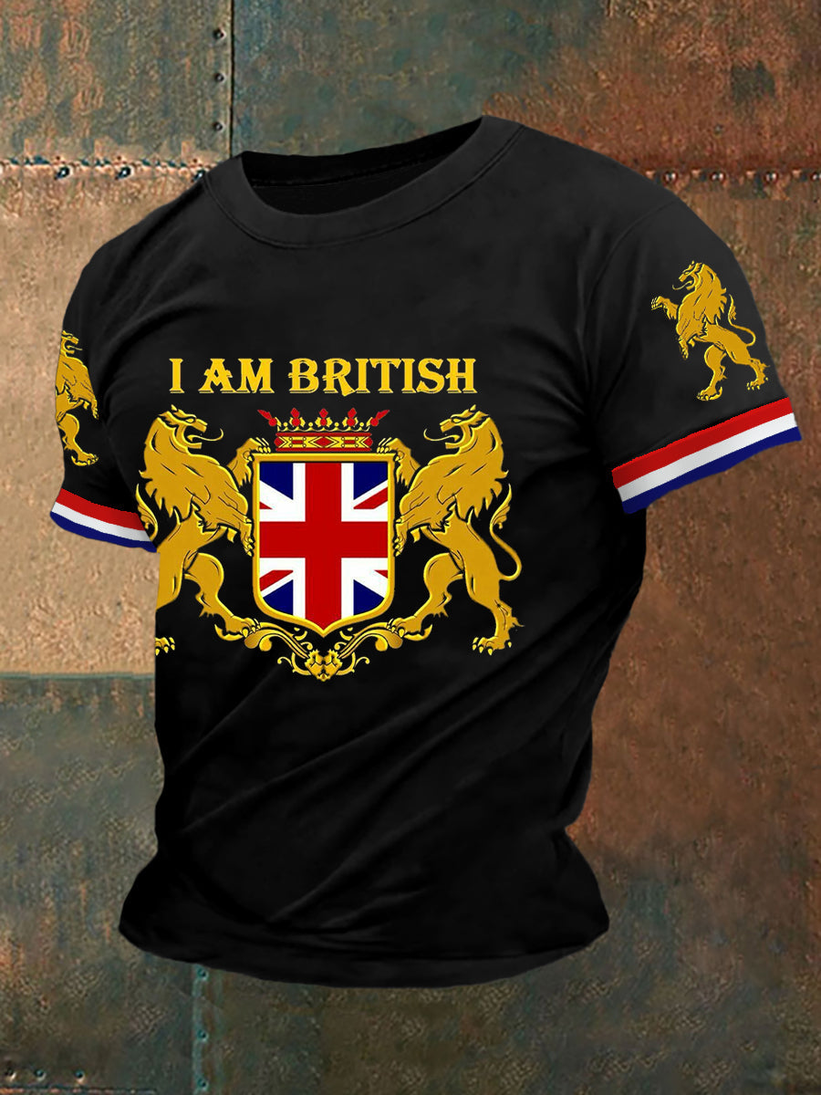 Men’s I Am British Gradient Casual Tee Black / S