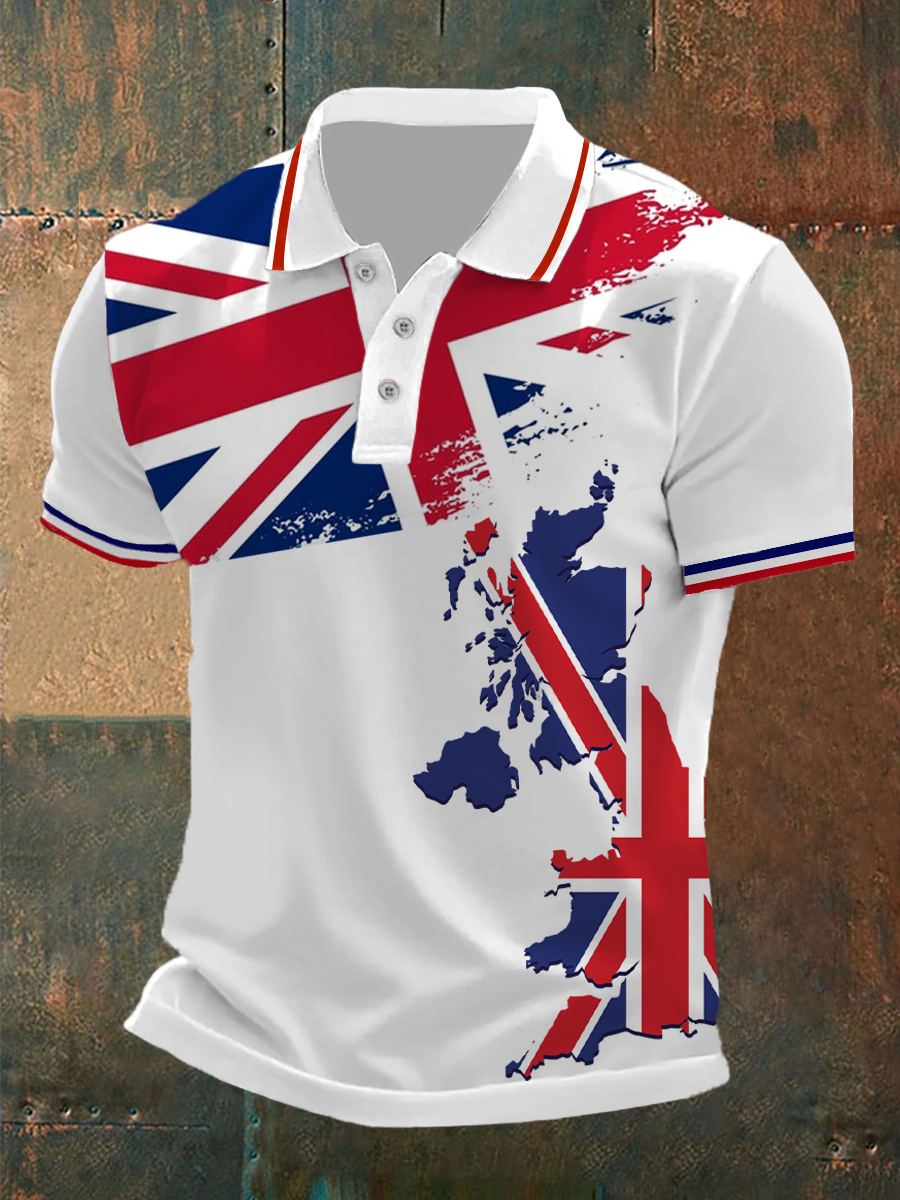 Men’s Union Jack Casual Polo Shirt White / S