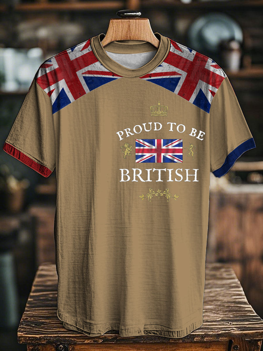 Unisex Proud To Be British Printed T-shirt Khaki / S