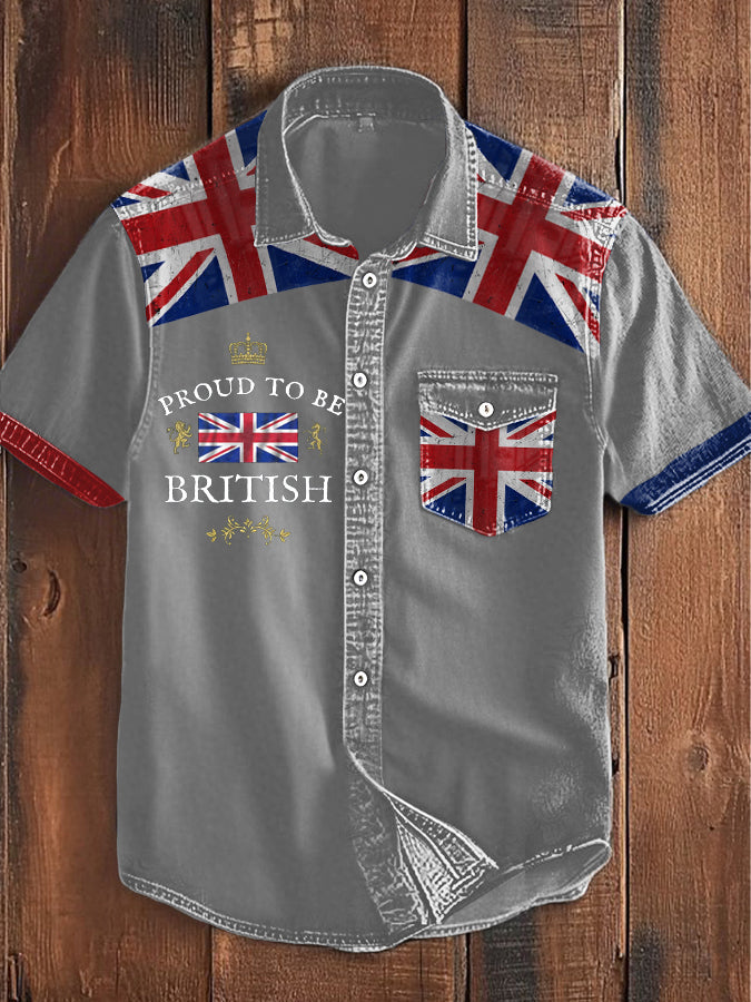 Men’s Proud To Be British Printed Shirt Light Gray / S