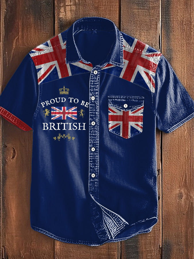 Men’s Proud To Be British Printed Shirt Navy Blue / S