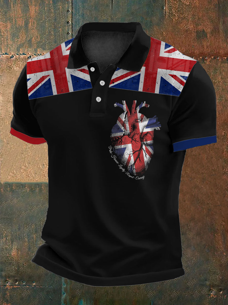 Men’s Proud To Be British Printed Polo Shirt Black / S