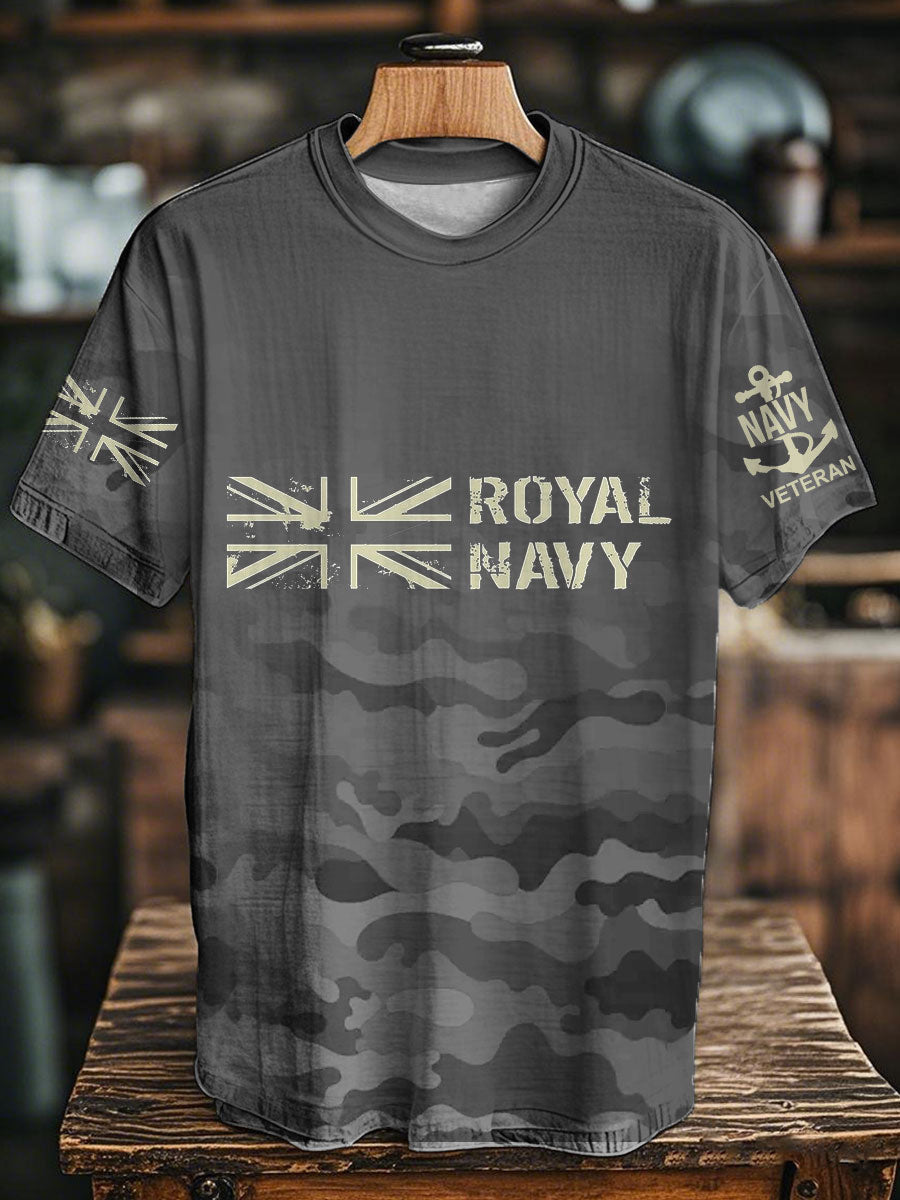 Unisex Royal Navy Veteran Printed T-shirt Light Gray / S
