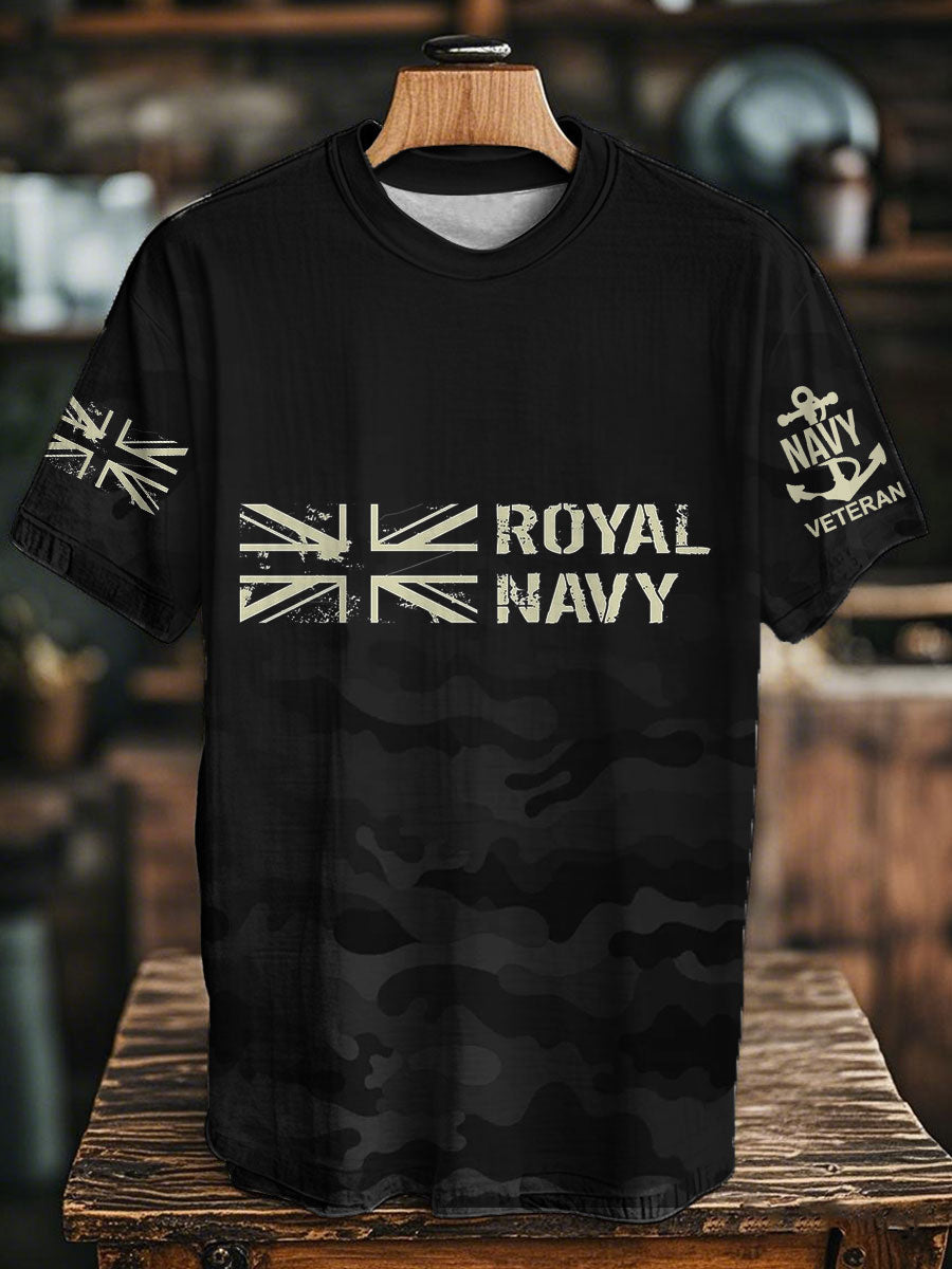 Unisex Royal Navy Veteran Printed T-shirt Black / S