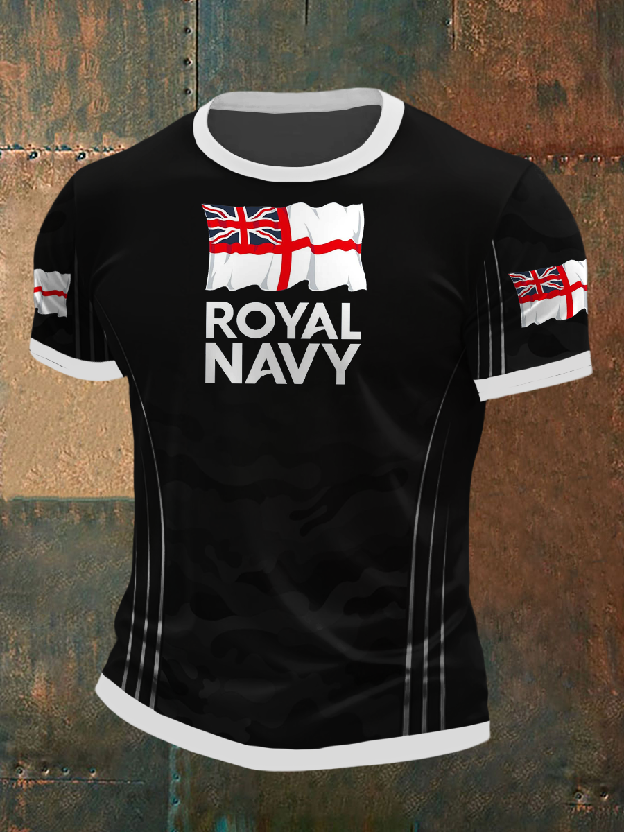 Men’s Royal Navy Veteran Printed T-shirt Black / S