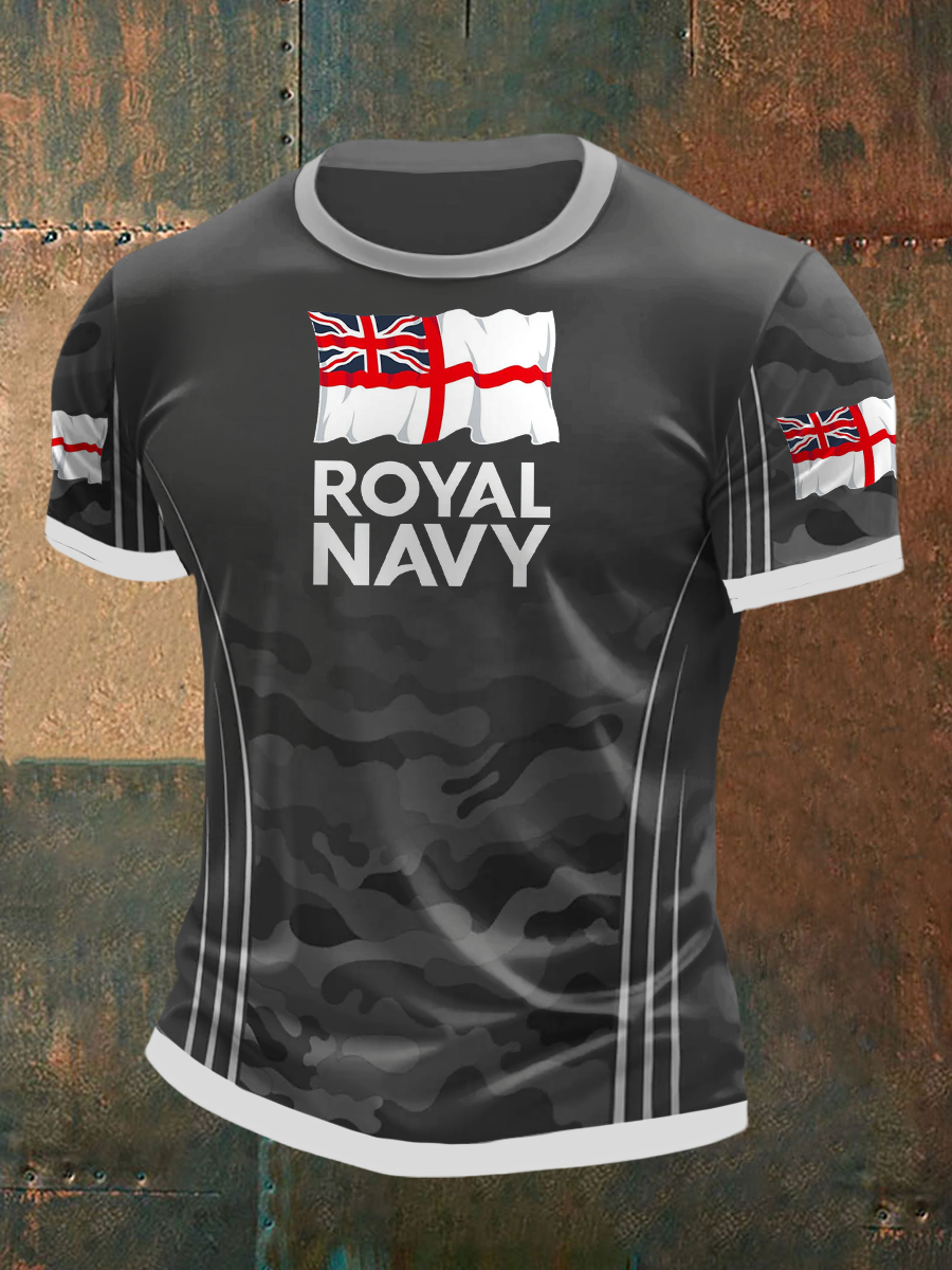 Men’s Royal Navy Veteran Printed T-shirt Gray / S