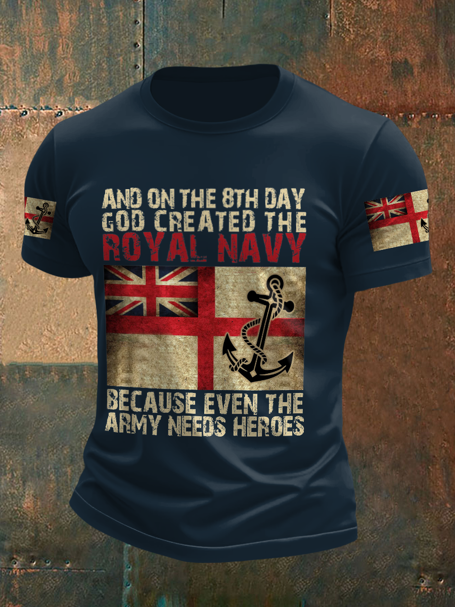 Men’s Royal Navy Veteran On The 8th Day Printed T-shirt Navy Blue / S