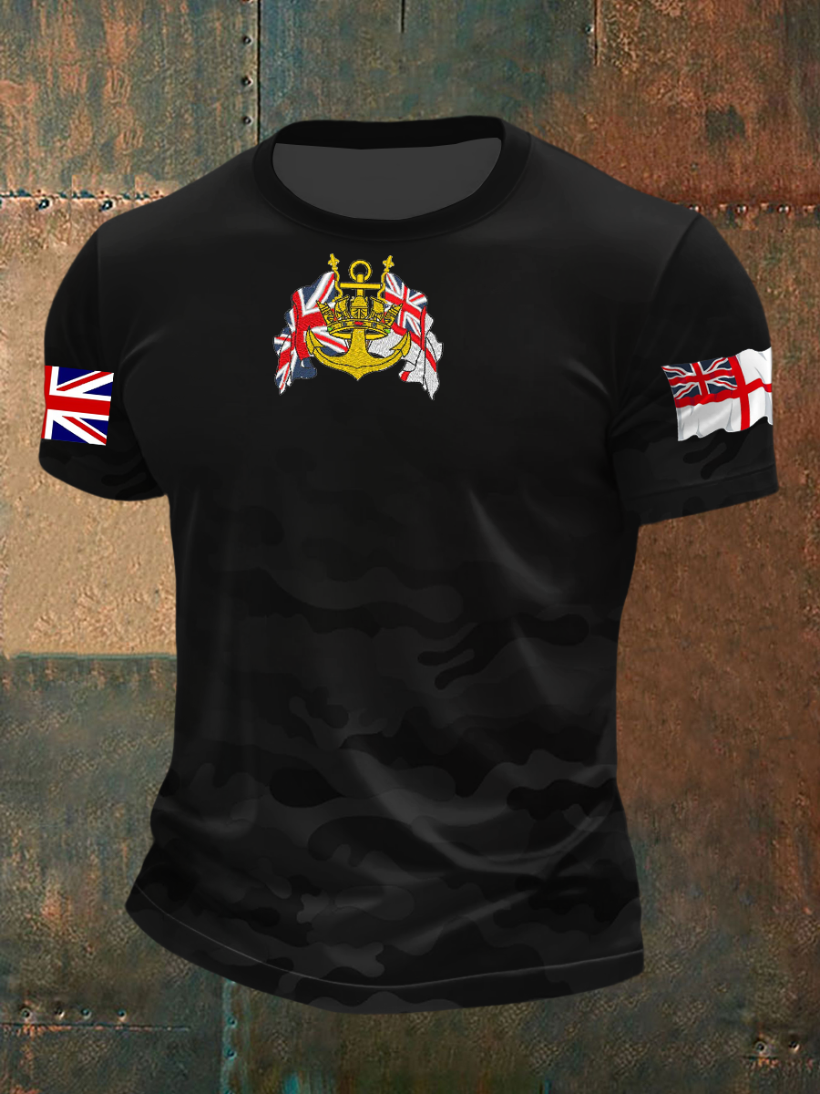 Men’s Royal Navy Veteran Printed T-shirt Black / S