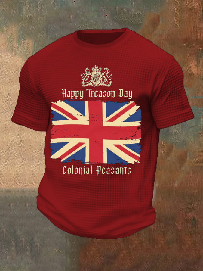 Men’s Funny Happy Treason Day Printed Waffle Tops Red / S