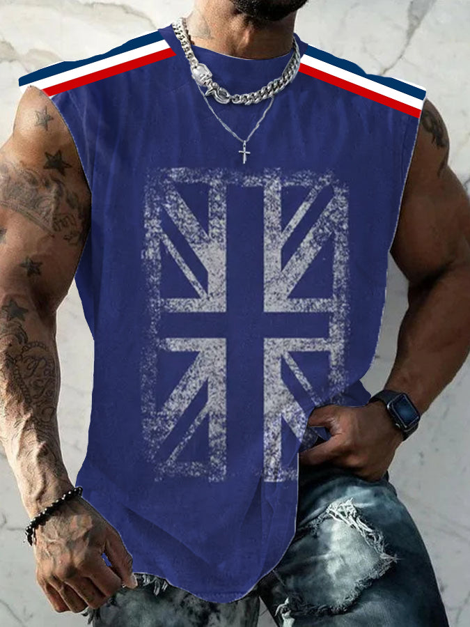 Men’s UK Flag Printed Casual Vests Blue / S