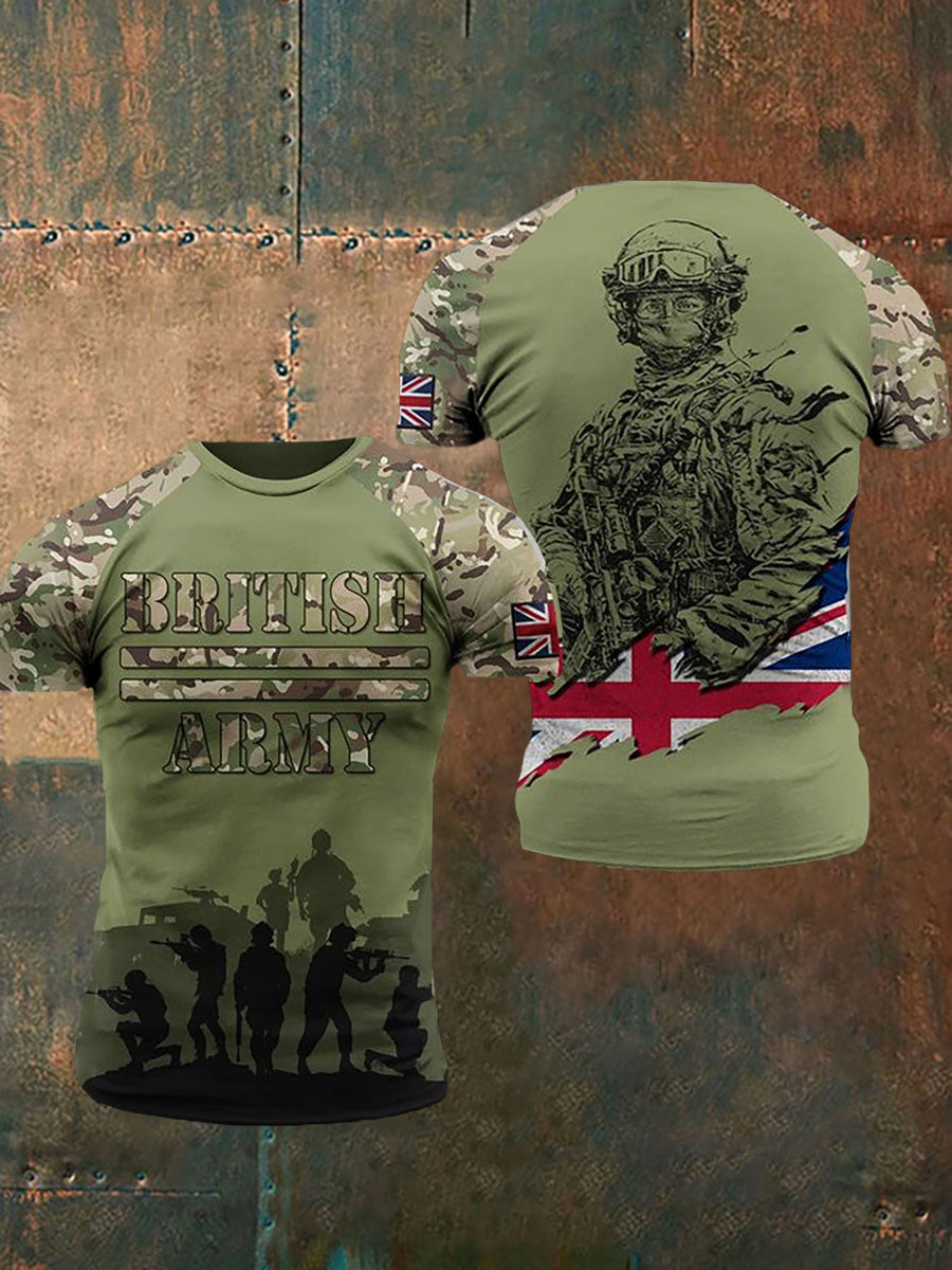 Men’s UK Flag British Army Short Sleeves Tee Army Green / S