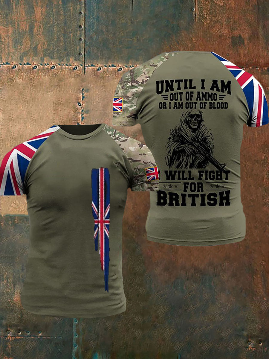 Men’s UK Flag British Veteran Short Sleeves Tee Army Green / S