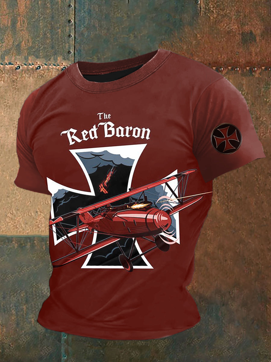 England Warplane Printed Vintage Fashion Loose Short Sleeve T-Shirt