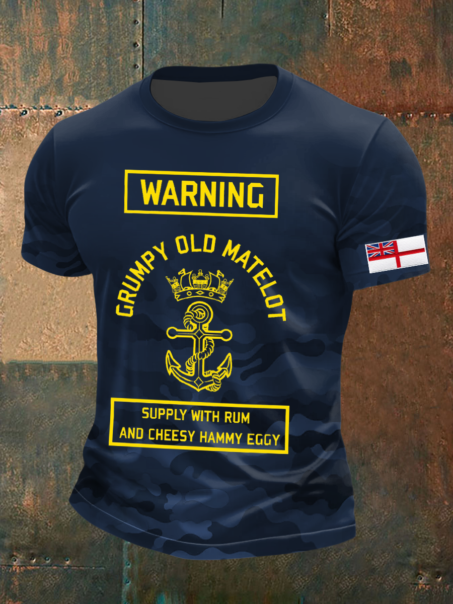 Men's Royal Navy Veteran&Rum Printed T-Shirt