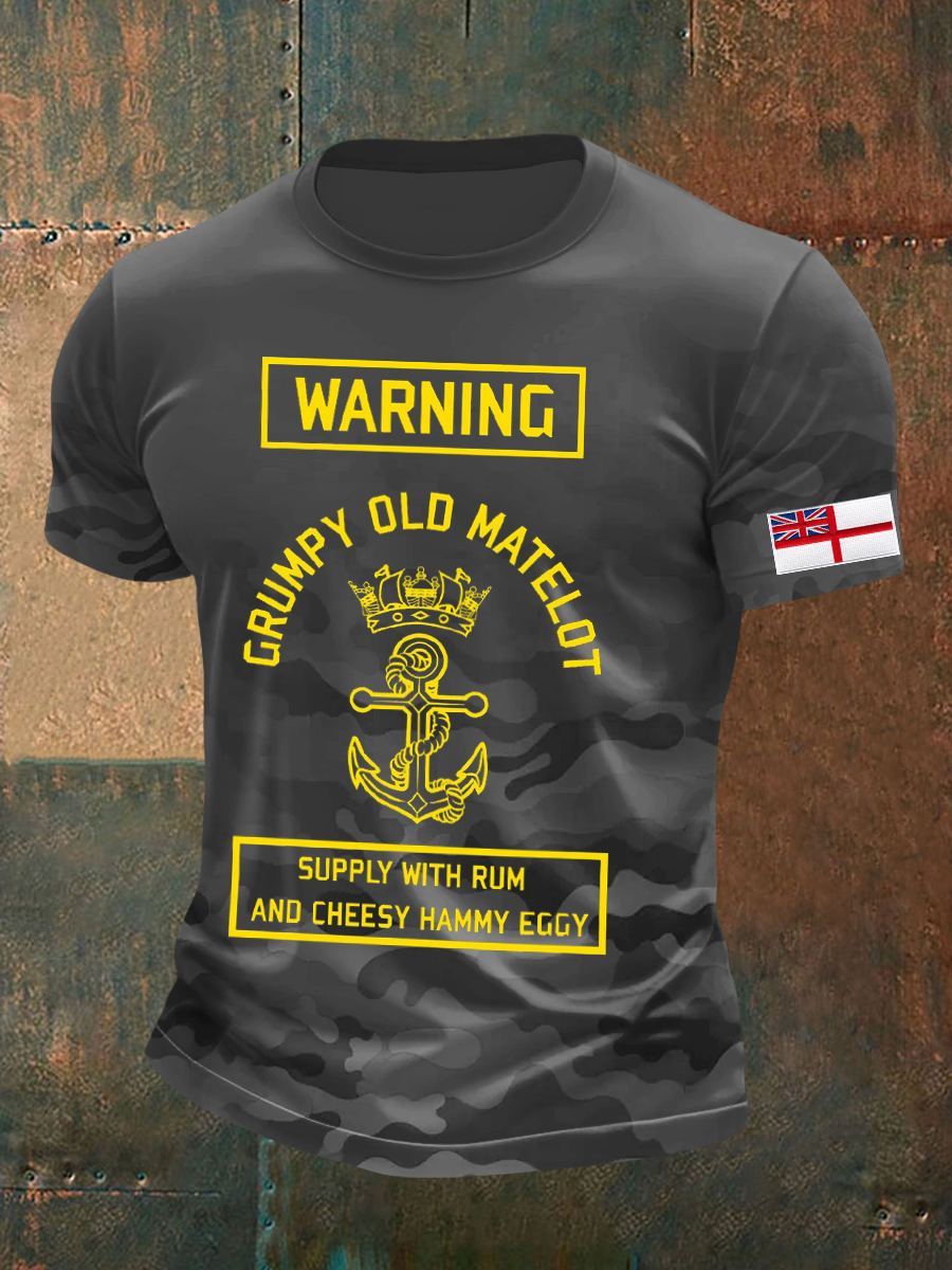 Men's Royal Navy Veteran&Rum Printed T-Shirt