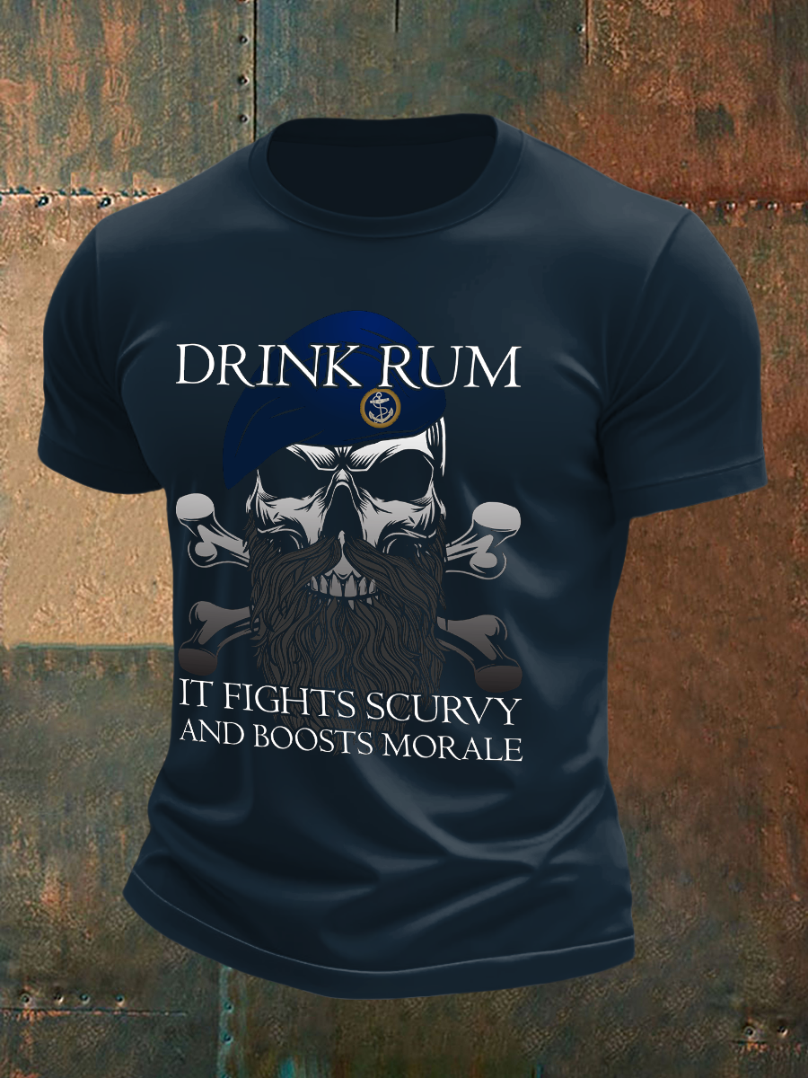 Men's Royal Navy Veteran&Rum Printed T-Shirt