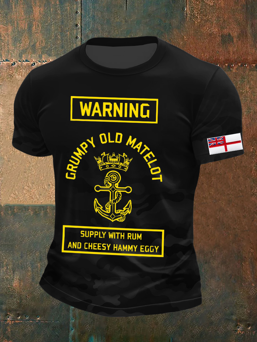 Men's Royal Navy Veteran&Rum Printed T-Shirt