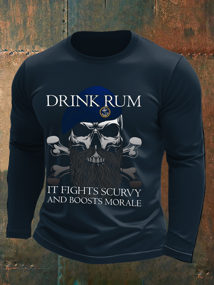 Men's Royal Navy Veteran&Rum Printed T-Shirt