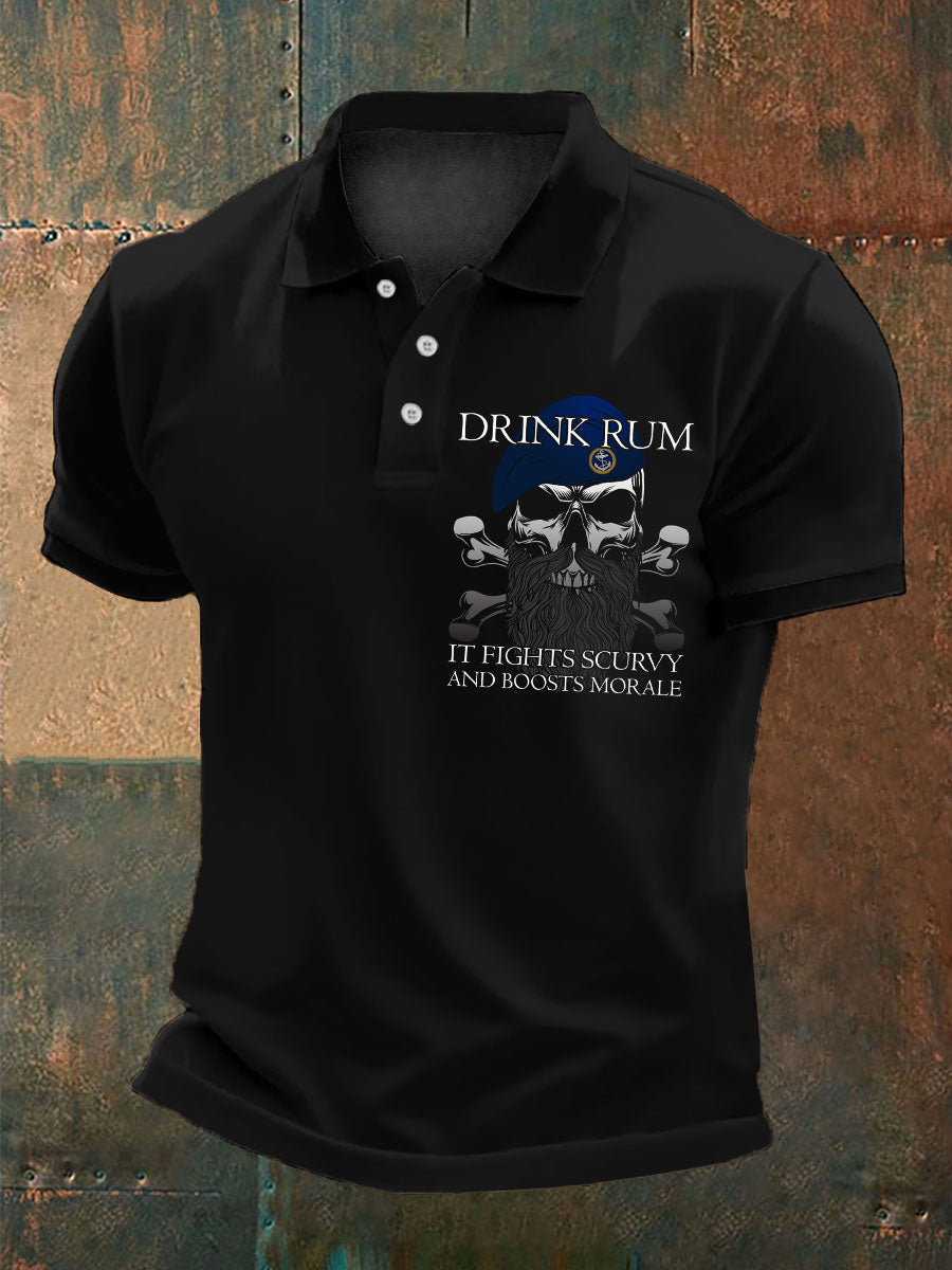 Men's Royal Navy Veteran&Rum Printed Casual Tops