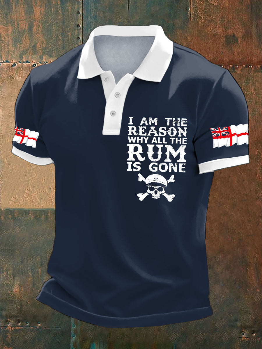 Men's Royal Navy Veteran Rum Lover Printed Casual Tops