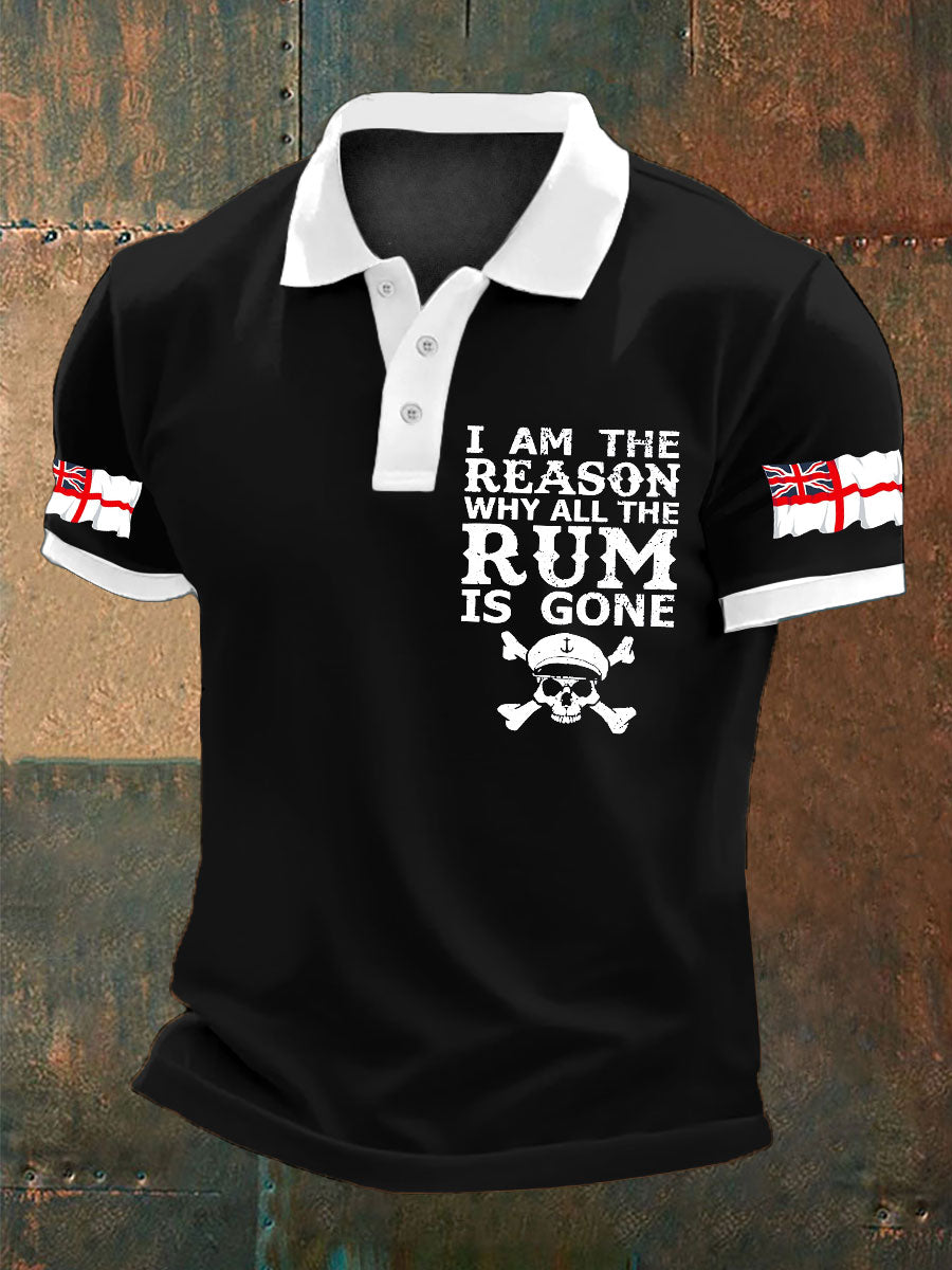 Men's Royal Navy Veteran Rum Lover Printed Casual Tops