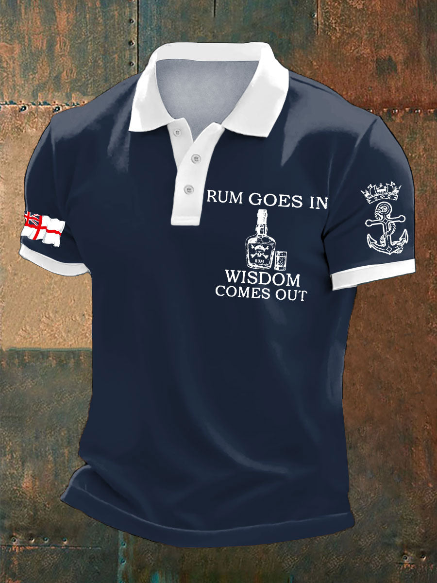 Men's Royal Navy Veteran Rum Lover Printed Casual Tops