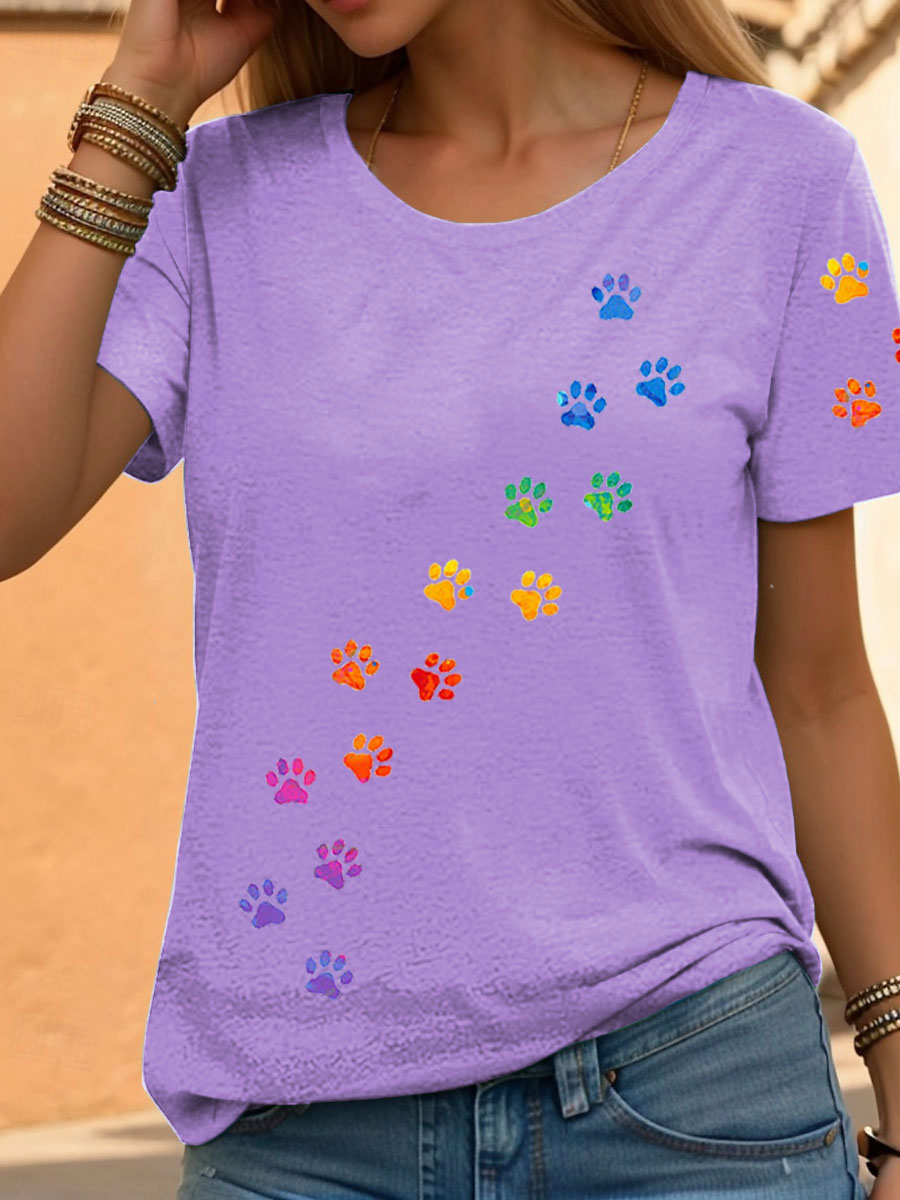 Women’s Rainbow Animal Print Casual T-Shirts