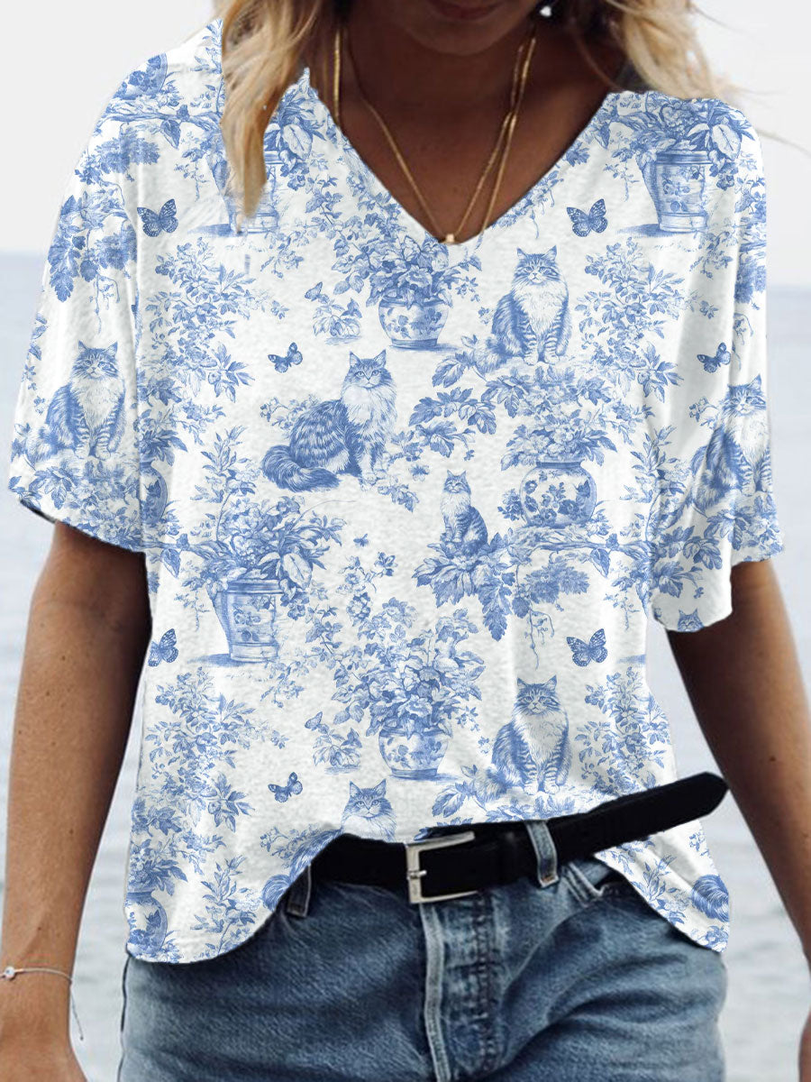 Women's Maine Coon Cat Print Casual T-Shirt