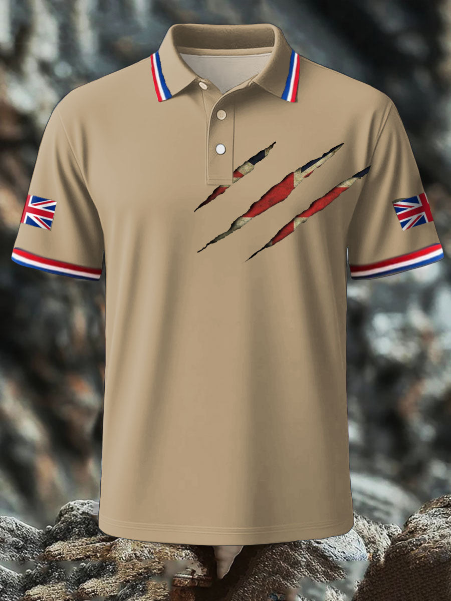 Men's UK Flag Printed Polo Shirt