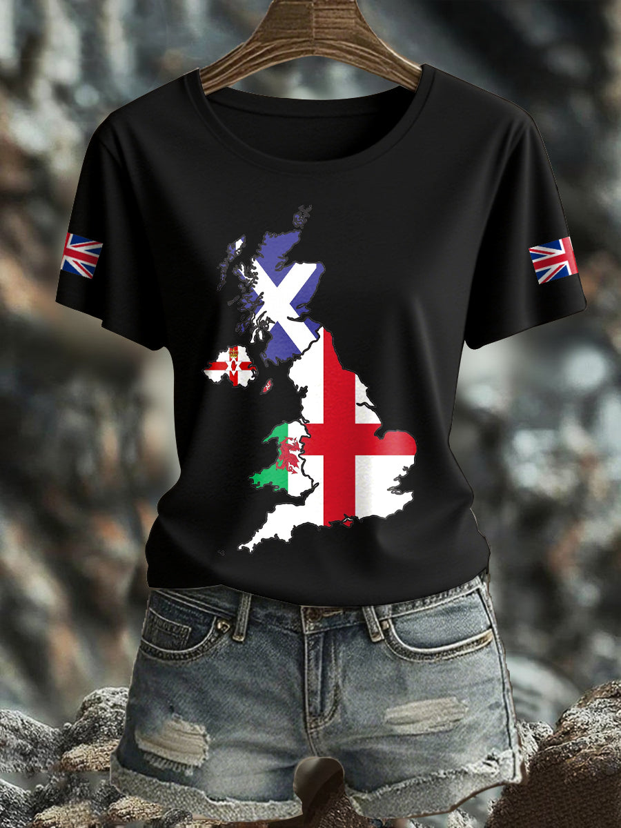 Women's UK Flag Printed T-shirt