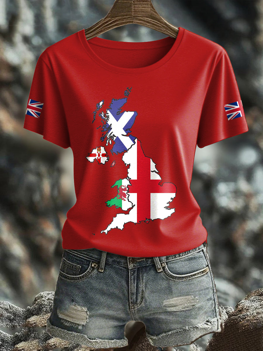 Women's UK Flag Printed T-shirt