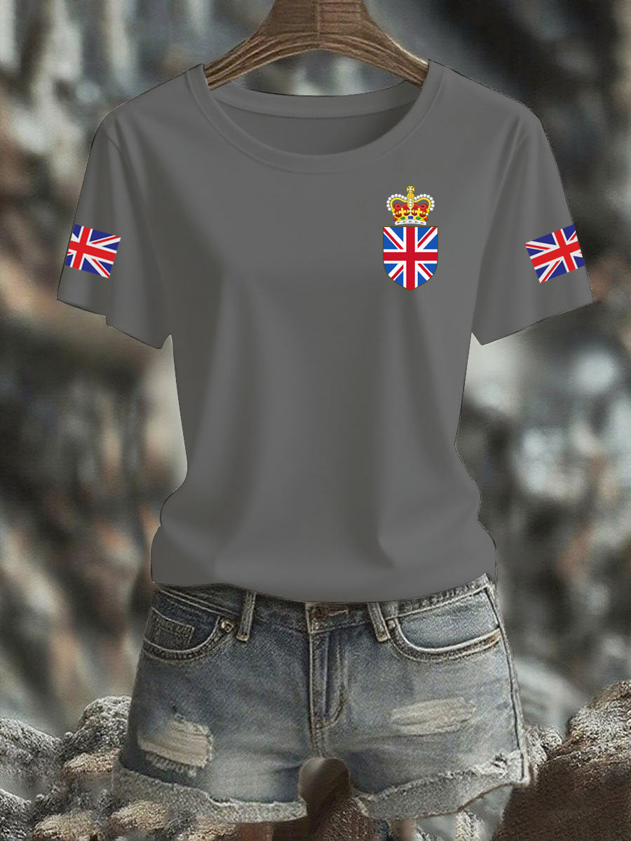 Women's Vintage England Flag Casual Printed T-Shirt