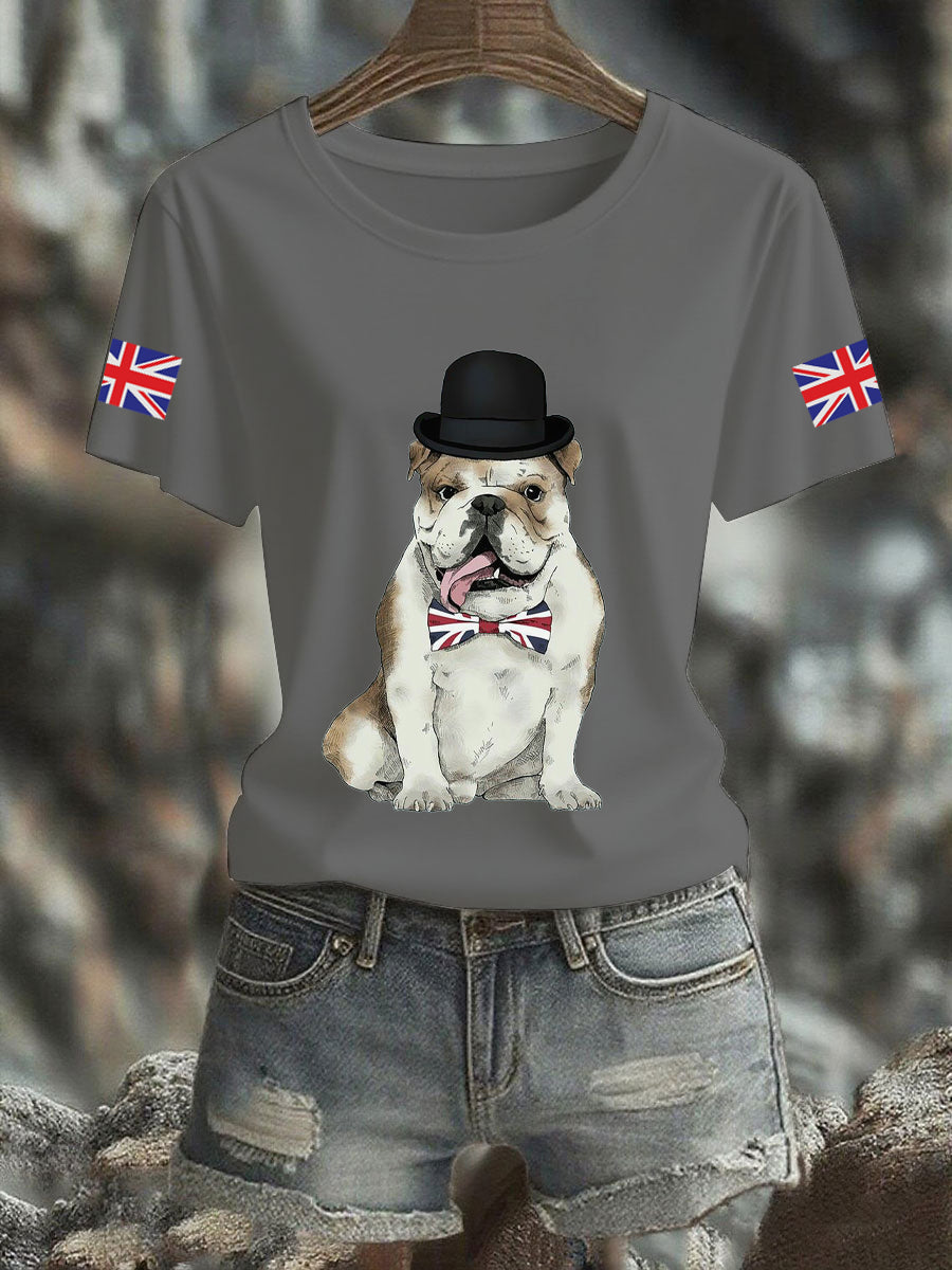 Women's Vintage England Flag Casual Printed T-Shirt
