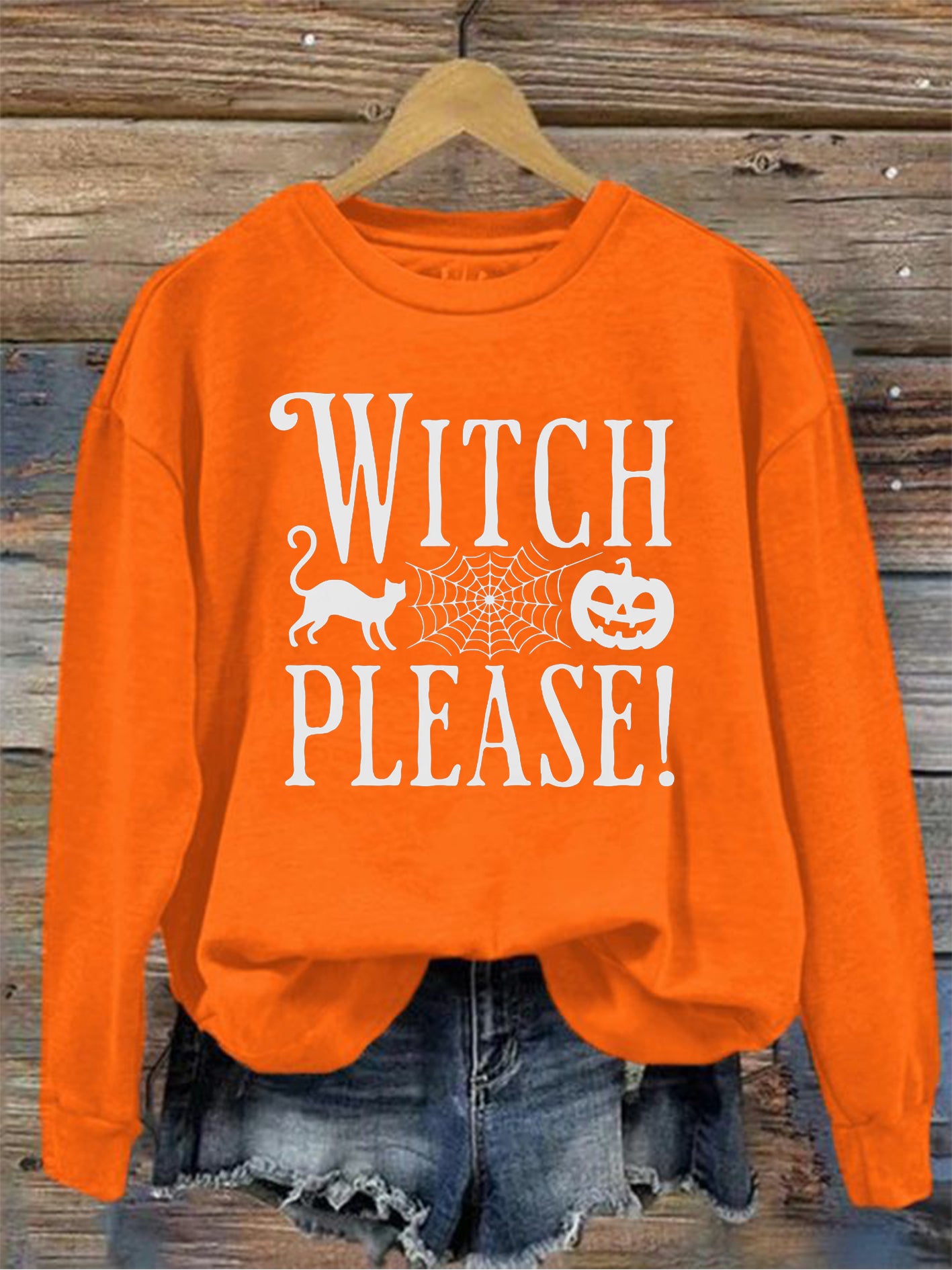Women's Witch Please Halloween Print Sweatshirt