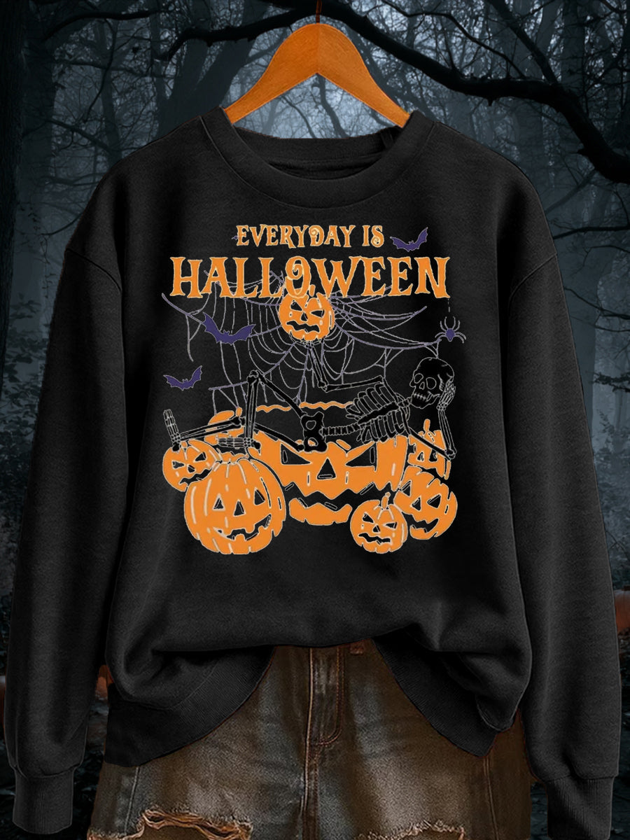 Women's Halloween Pumpkin Print polyester sweatshirt