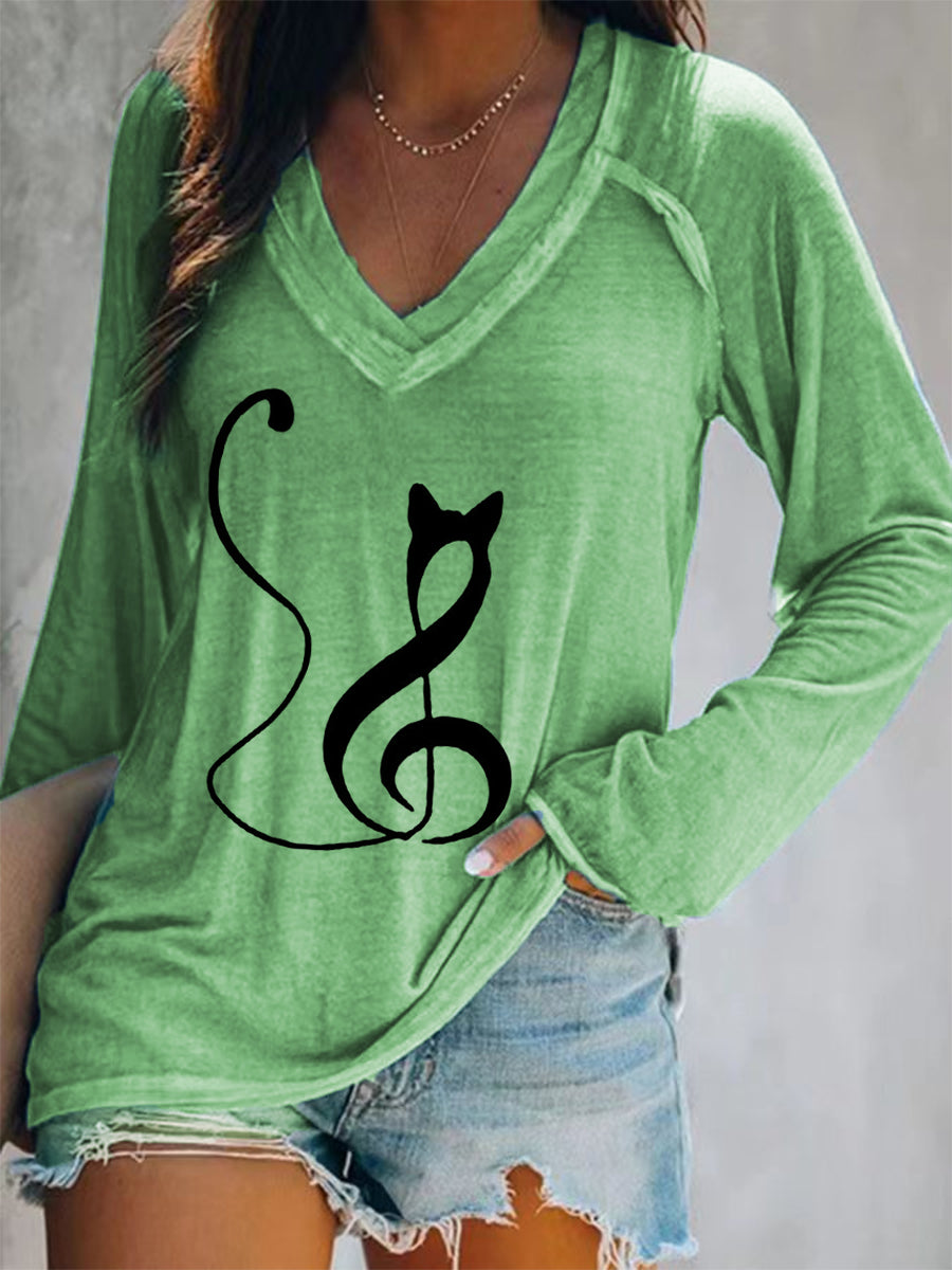 Women's Double Layer Neck Long Sleeve T-Shirt