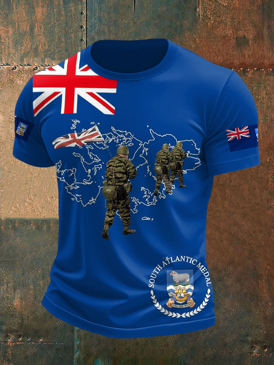 Men's Falklands War UK Flag Printed T-shirt