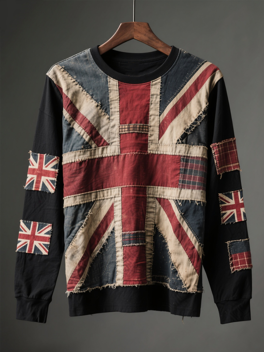 Men's British Flag Printed Casual Crew Neck Sweatshirt