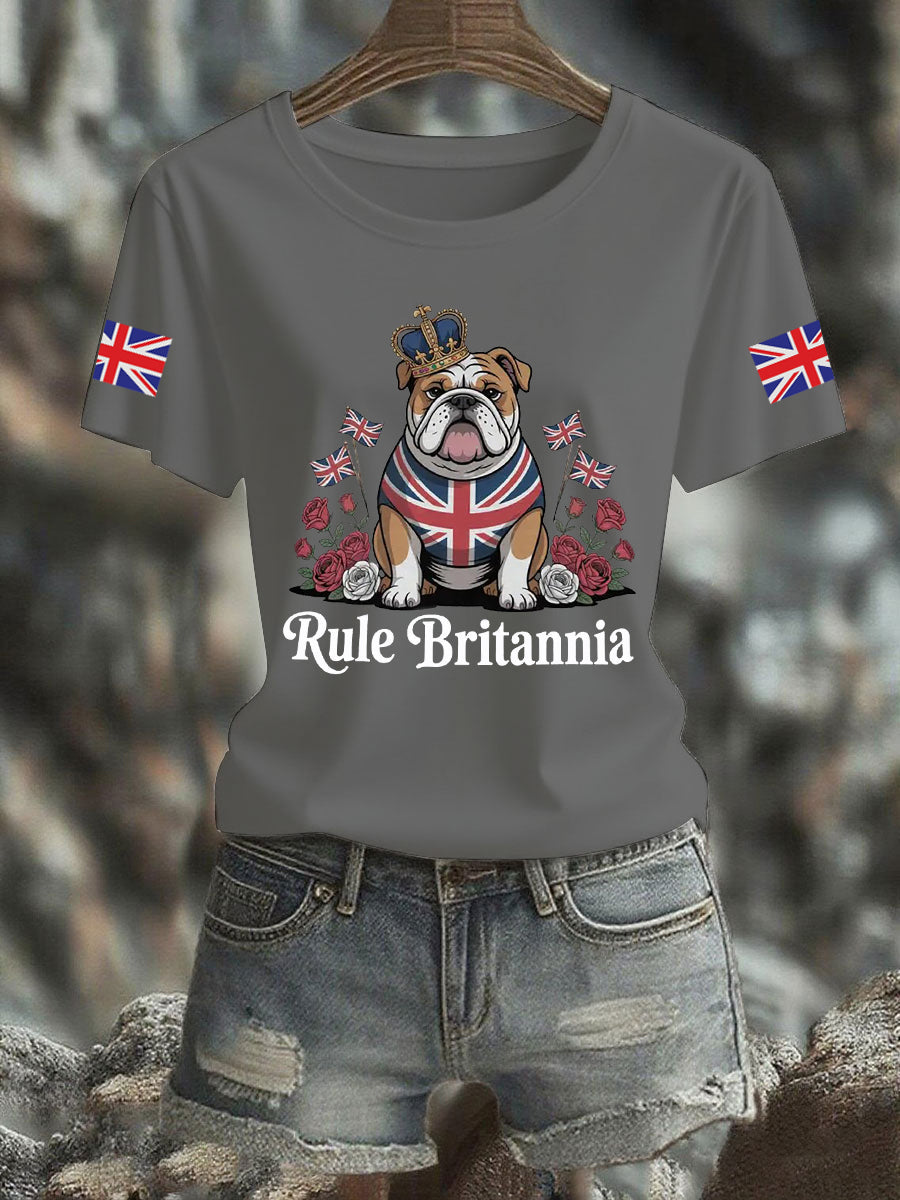 Women's Vintage England Flag Rule Britannia Printed T-shirt