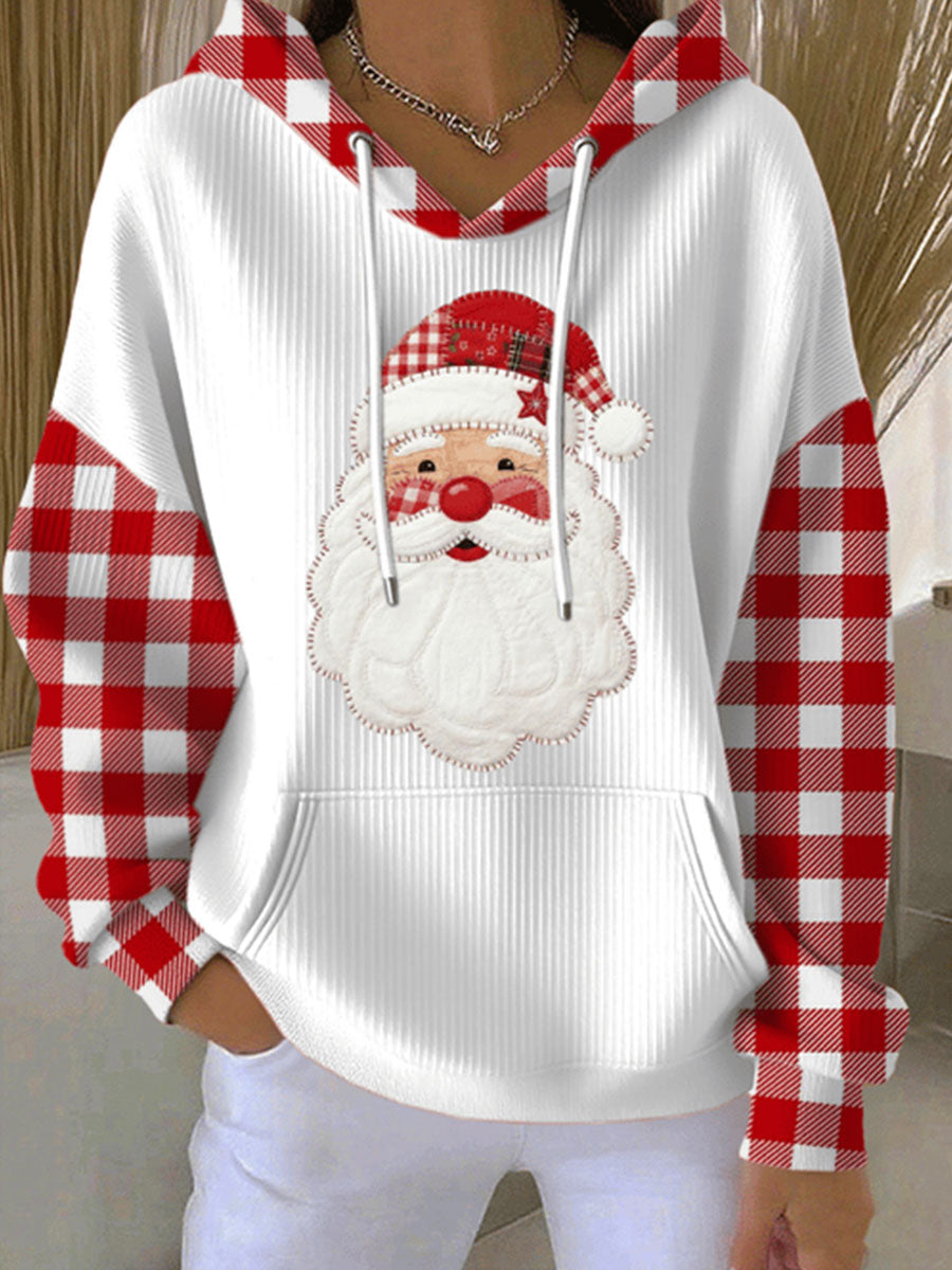 Women’s Santa Claus Plaid Pattern Hoodie