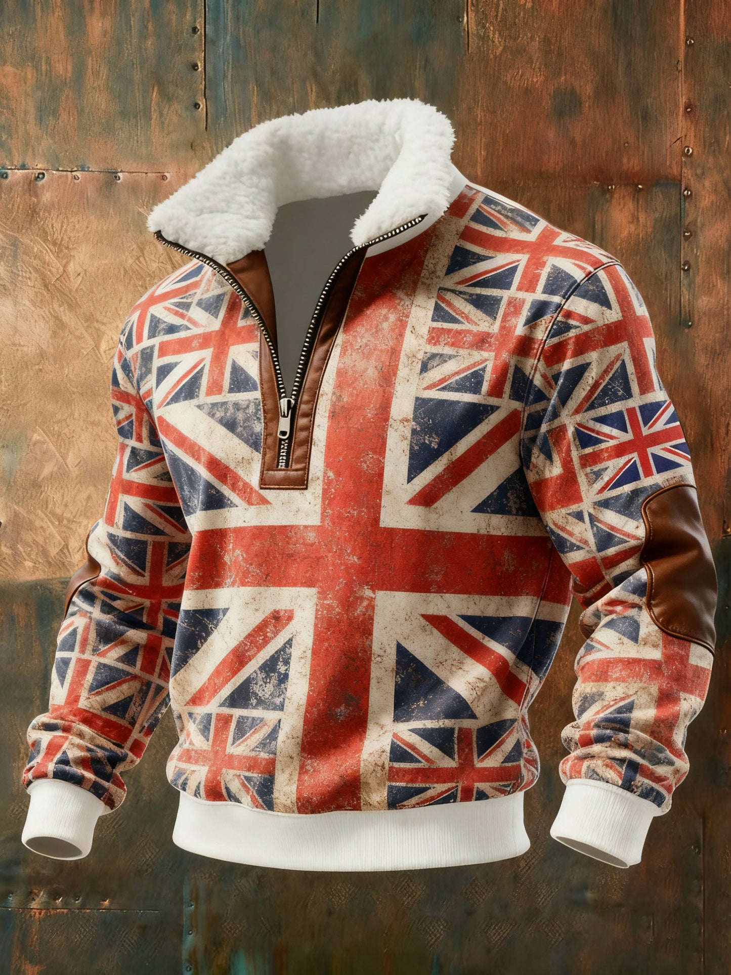 Men's Vintage England Flag Printed Sweatshirt