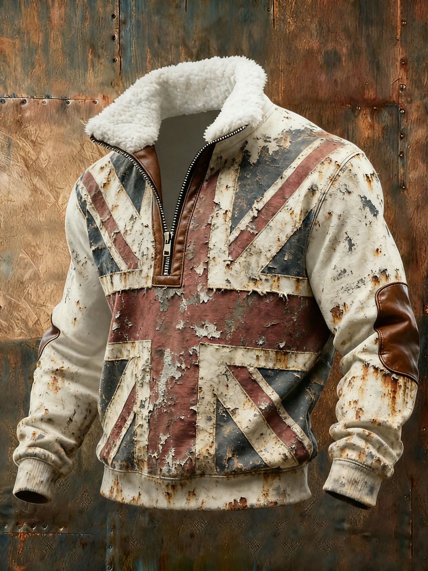 Men's Vintage England Flag Printed Sweatshirt