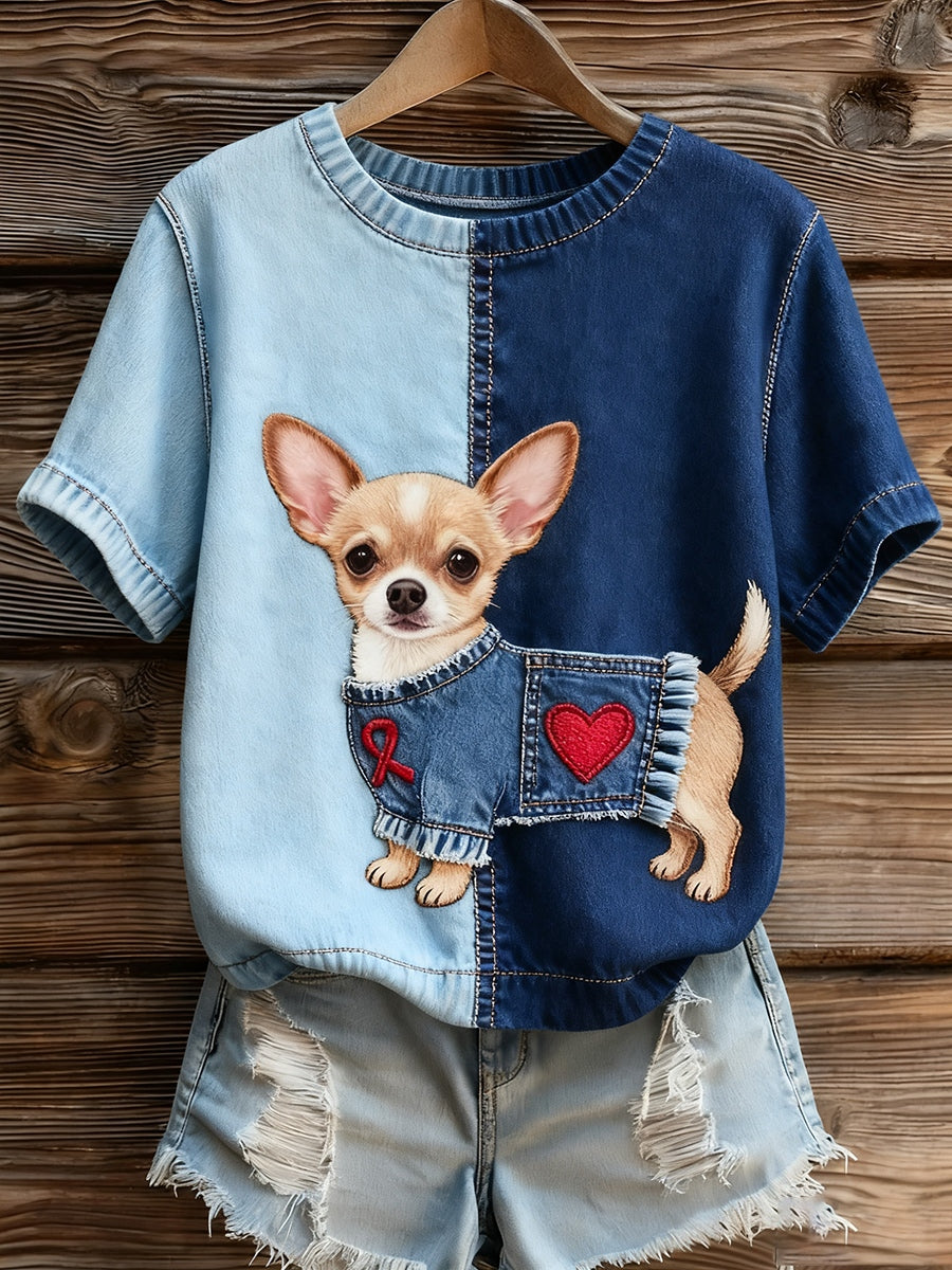 Women's Artistic Animal Print Comfortable Knit Short Sleeve Top