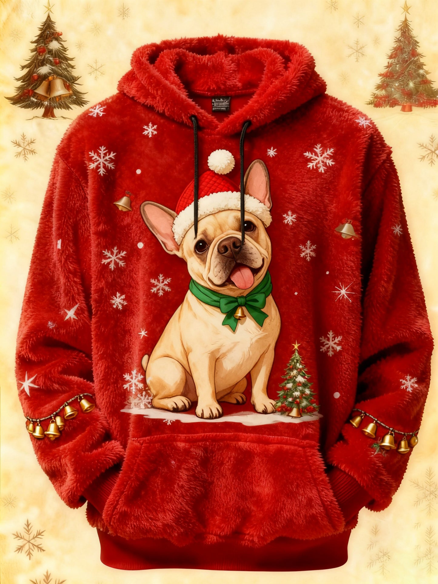Women's Vintage Christmas Dog Printed Hoodie