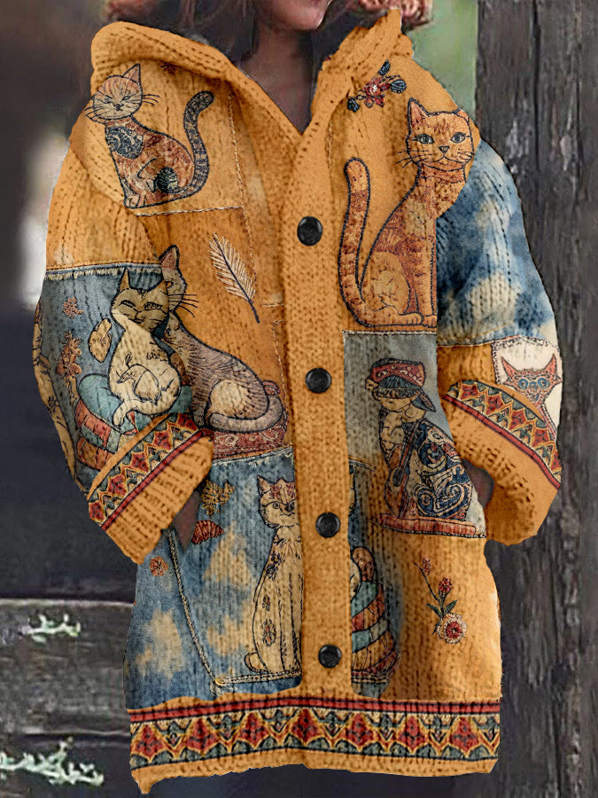 Women's Autumn Cats Hooded Jacket