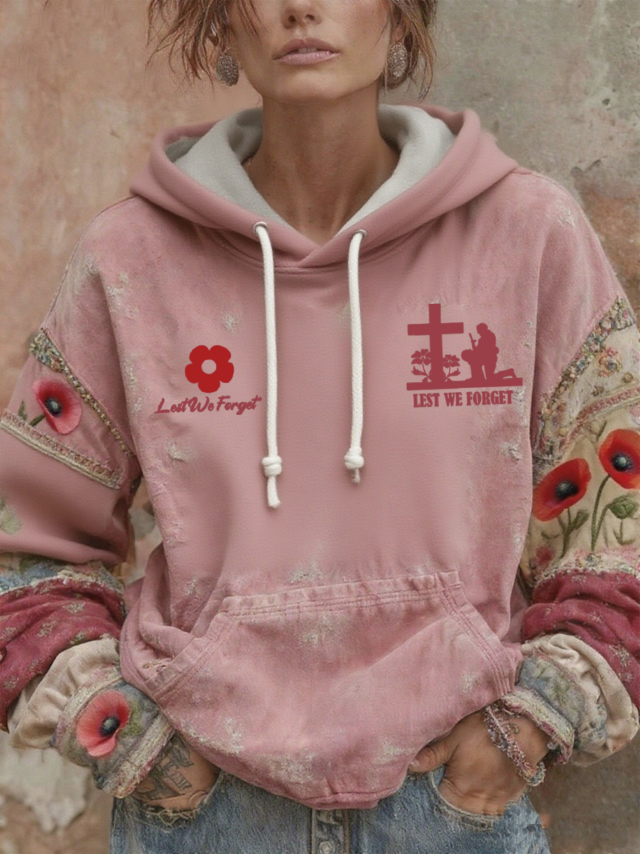 Women's British Remembrance Day poppy print hoodie