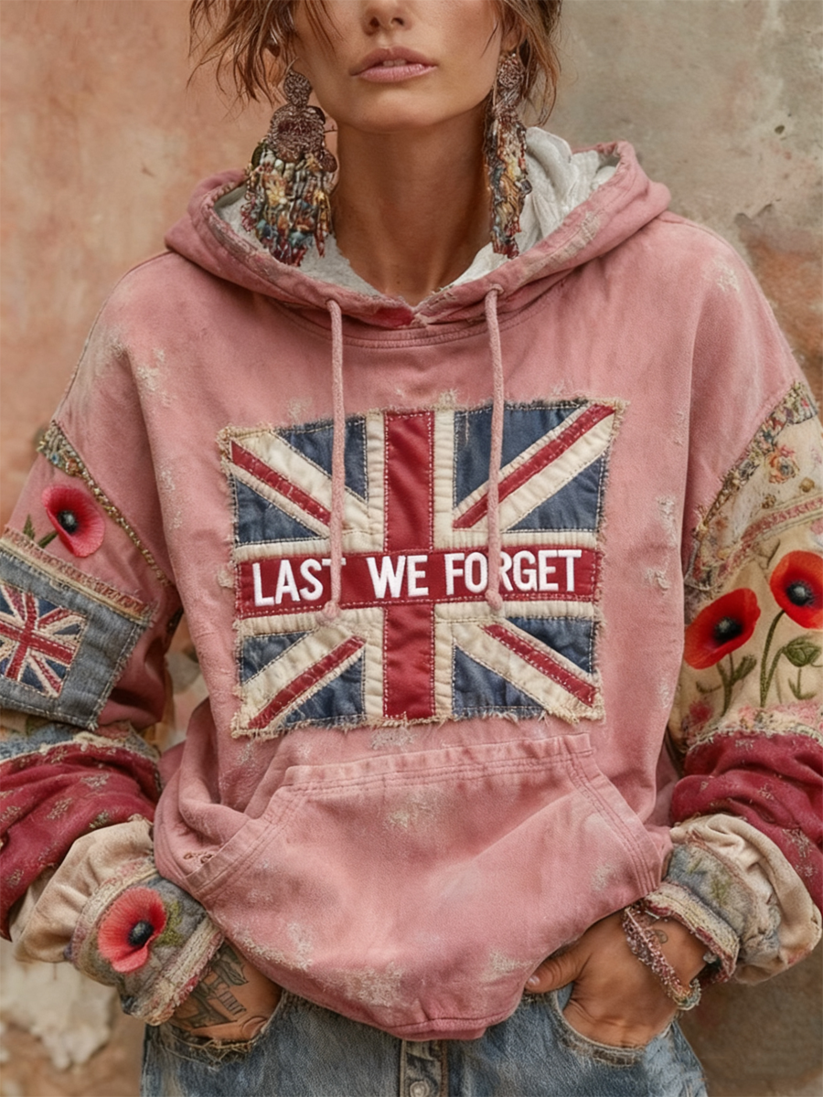Women's British Remembrance Day poppy print hoodie
