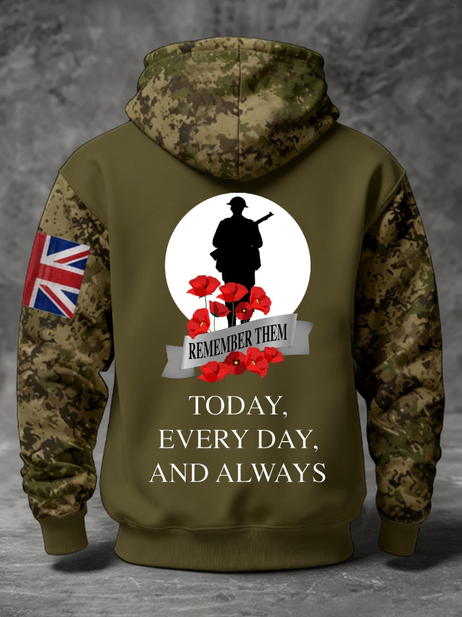 Men's 11th November Remembrance Day LEST WE'S FORGET Poppy Remembrance Hoodie